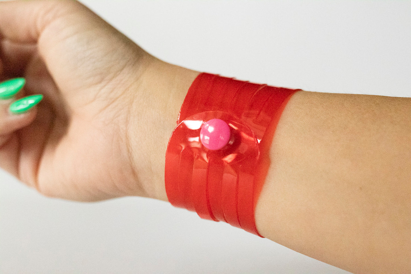 Leather Bracelet / Original Sliced Cuff / Strawberry Jelly