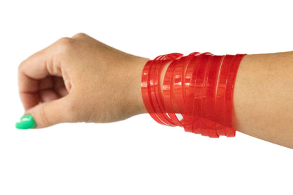 Leather Bracelet / Original Sliced Wrap Cuff / Strawberry Jelly