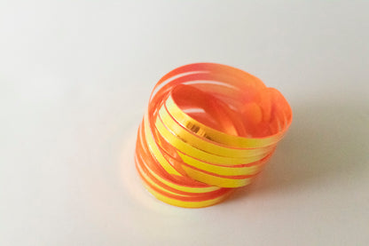 Leather Bracelet / Original Sliced Wrap Cuff / Mango Jelly