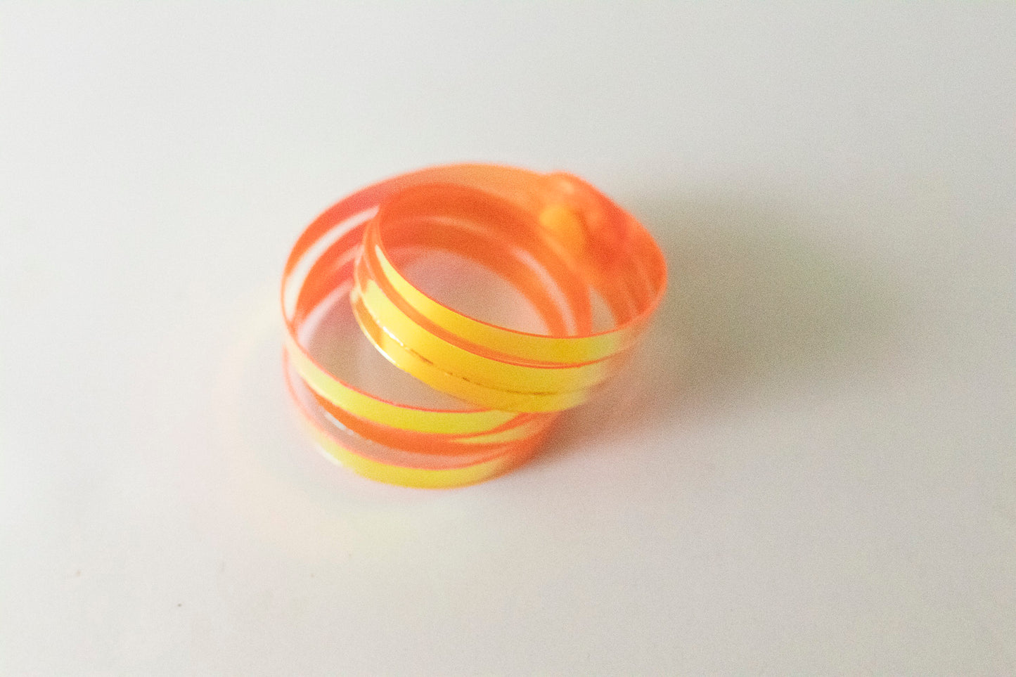 Leather Bracelet / Skinny Sliced Wrap Cuff / Mango Jelly