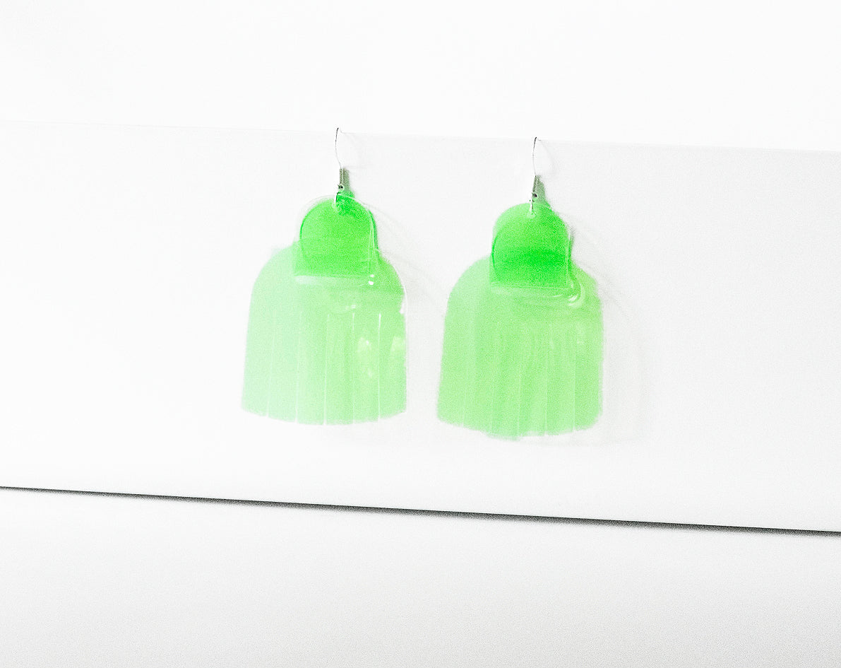 Leather Earrings / Fringies / Lime Jelly