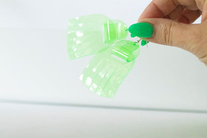 Leather Earrings / Fringies / Lime Jelly