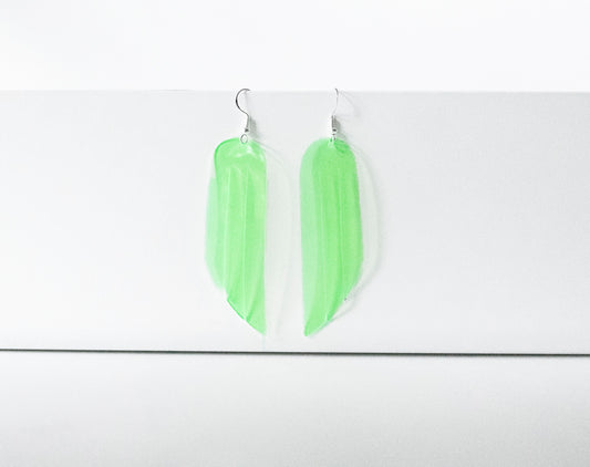 Leather Earrings / Fringe / Lime Jelly