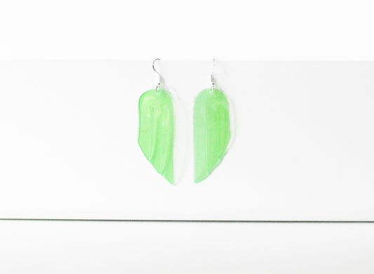 Leather Earrings / Mini Fringe / Lime Jelly