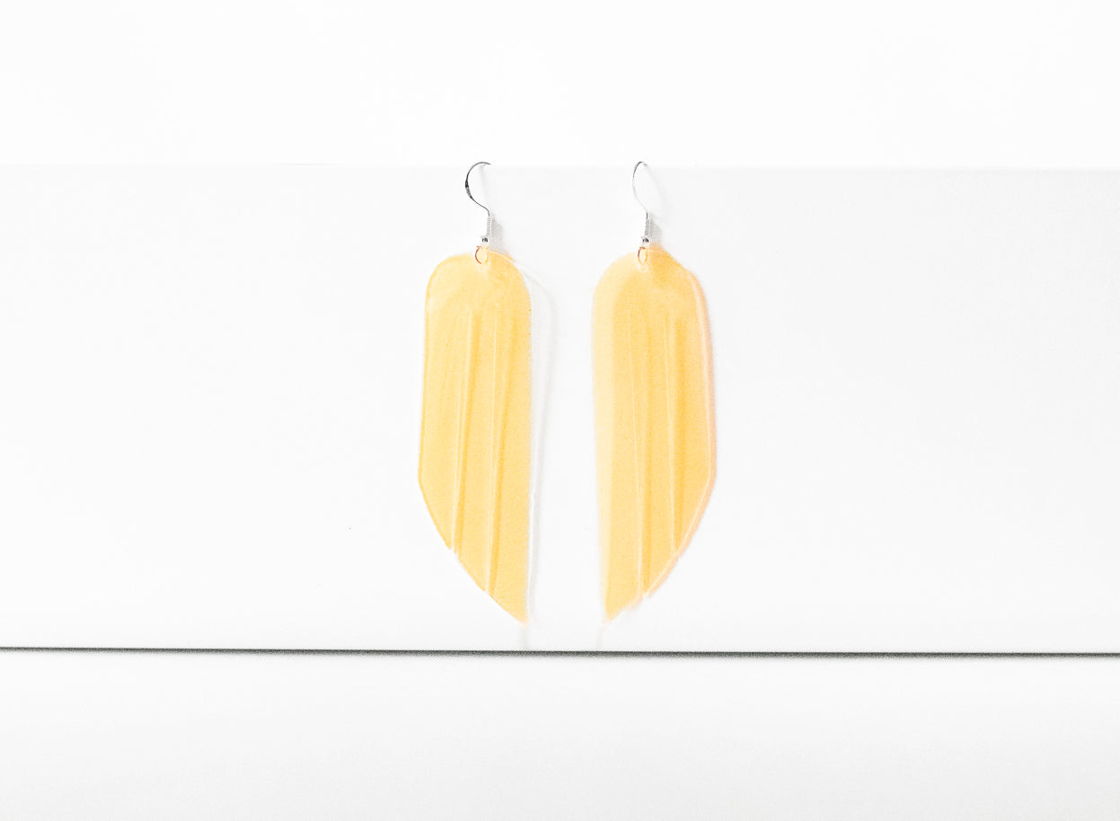 Leather Earrings / Fringe / Orange Marmalade