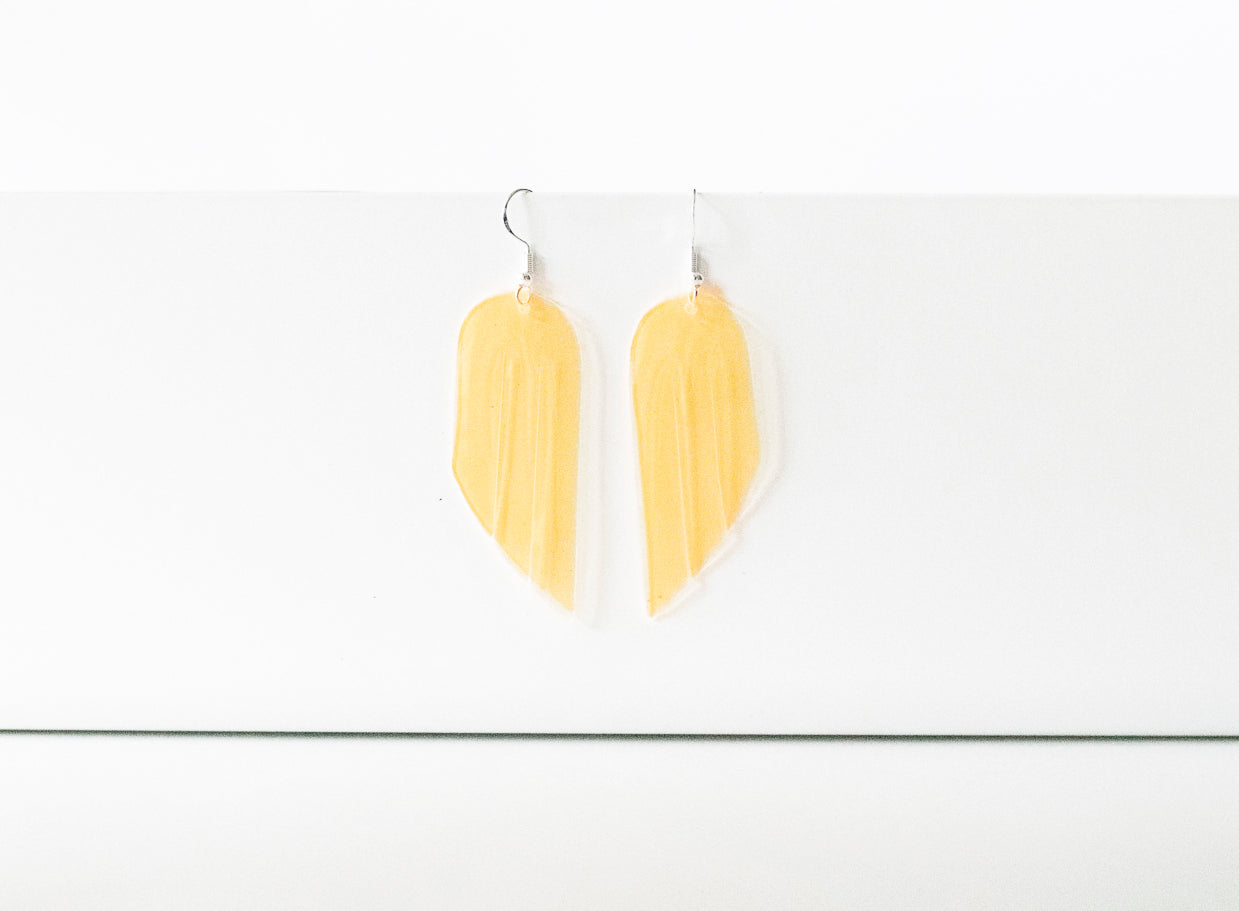 Leather Earrings / Mini Fringe / Orange Marmalade