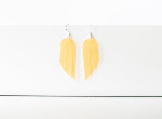 Leather Earrings / Mini Fringe / Orange Marmalade