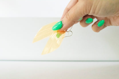 Leather Earrings / Mini Fringe / Orange Marmalade