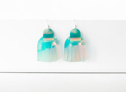 Leather Earrings / Fringies / Blue Raspberry Jelly