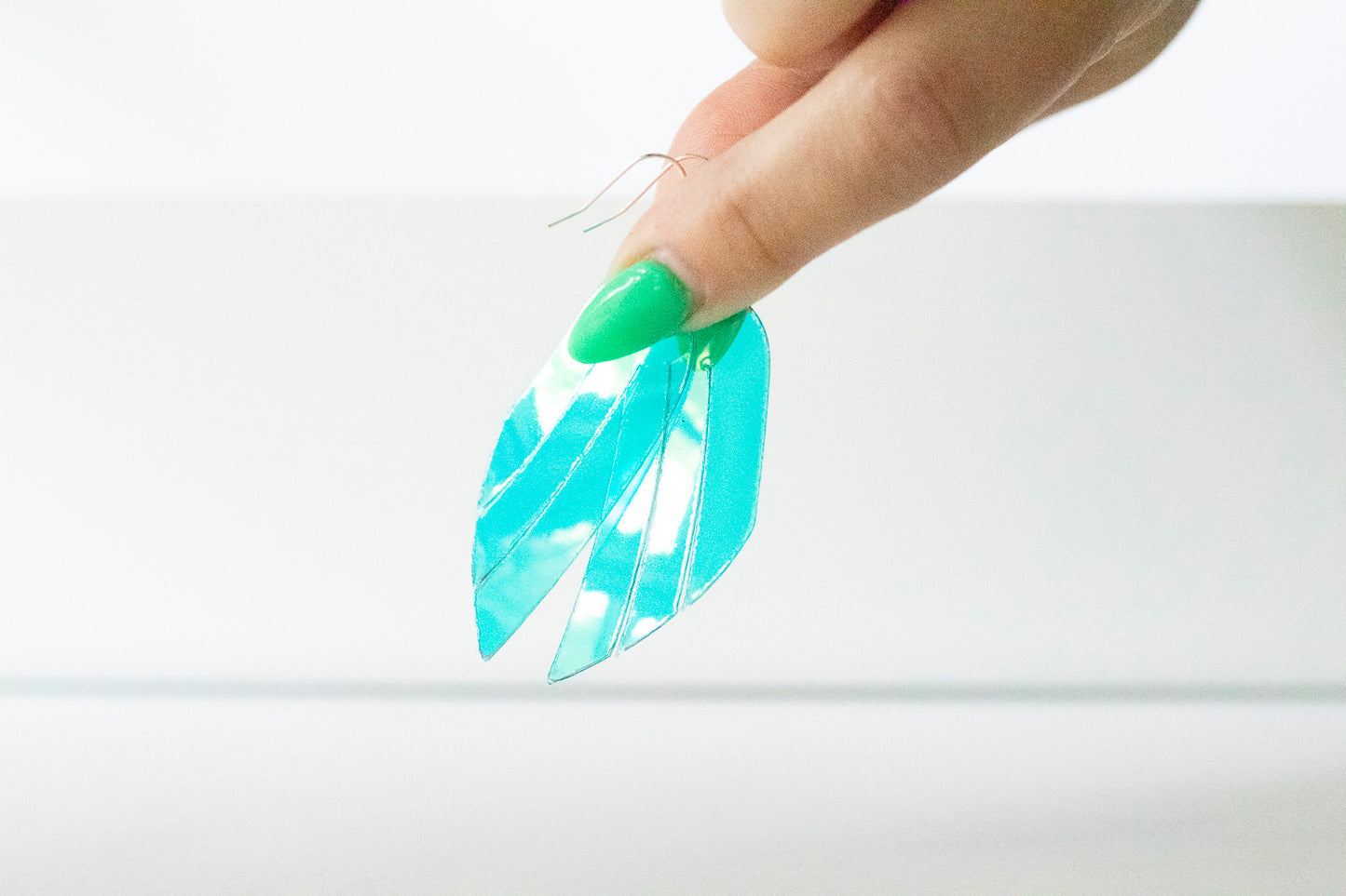 Leather Earrings / Mini Fringe / Blue Raspberry Jelly