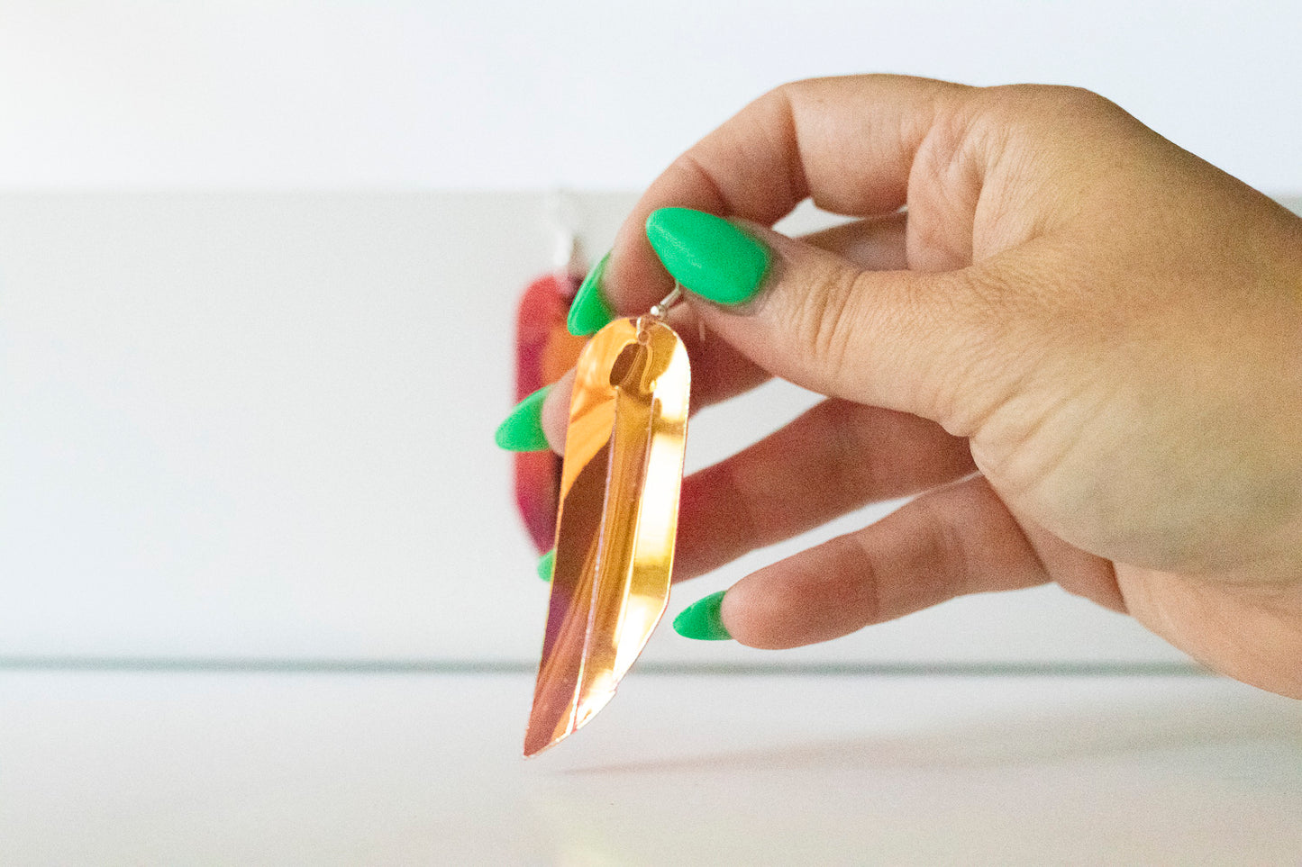 Leather Earrings / Fringe / Hot Pepper Jelly