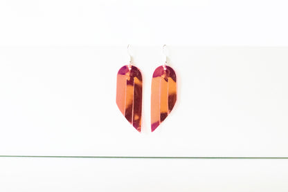 Leather Earrings / Mini Fringe / Hot Pepper Jelly