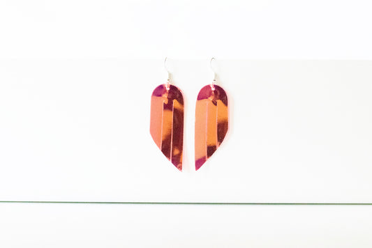 Leather Earrings / Mini Fringe / Hot Pepper Jelly