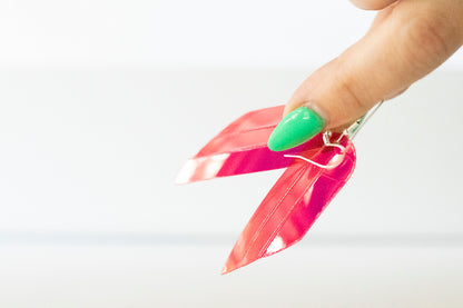 Leather Earrings / Mini Fringe / Hot Pepper Jelly