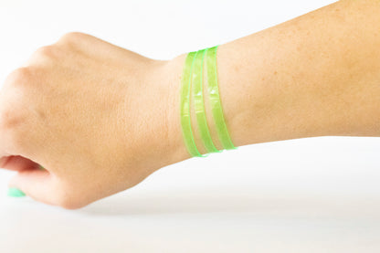 Leather Bracelet / Ultra Skinny Sliced Cuff / Lime Jelly