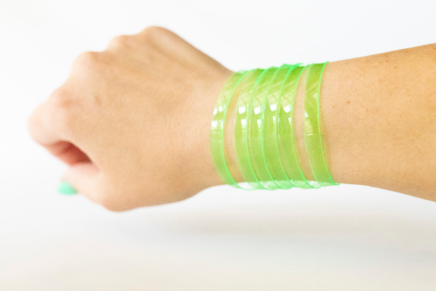 Leather Bracelet / Original Sliced Cuff / Lime Jelly