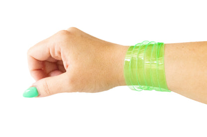 Leather Bracelet / Skinny Sliced Wrap Cuff / Lime Jelly