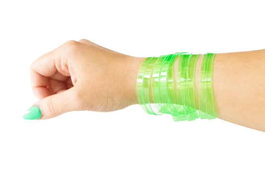 Leather Bracelet / Original Sliced Wrap Cuff / Lime Jelly