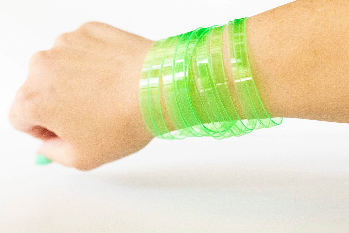 Leather Bracelet / Original Sliced Wrap Cuff / Lime Jelly