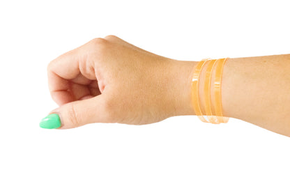 Leather Bracelet / Ultra Skinny Sliced Cuff / Orange Marmalade