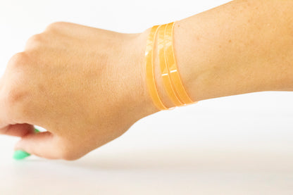 Leather Bracelet / Ultra Skinny Sliced Cuff / Orange Marmalade