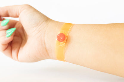 Leather Bracelet / Skinny Slim Cuff / Orange Marmalade