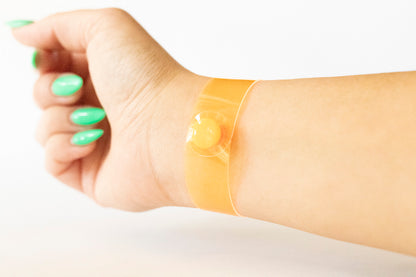 Leather Bracelet / Slim Cuff / Orange Marmalade