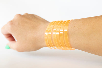 Leather Bracelet / Original Sliced Cuff / Orange Marmalade