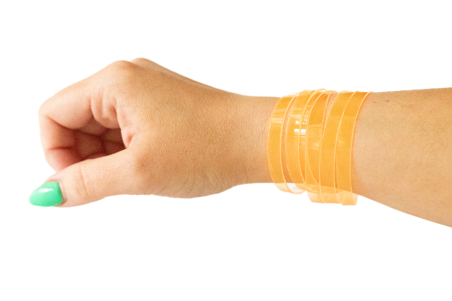 Leather Bracelet / Skinny Sliced Wrap Cuff / Orange Marmalade