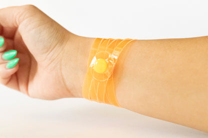 Leather Bracelet / Skinny Sliced Wrap Cuff / Orange Marmalade