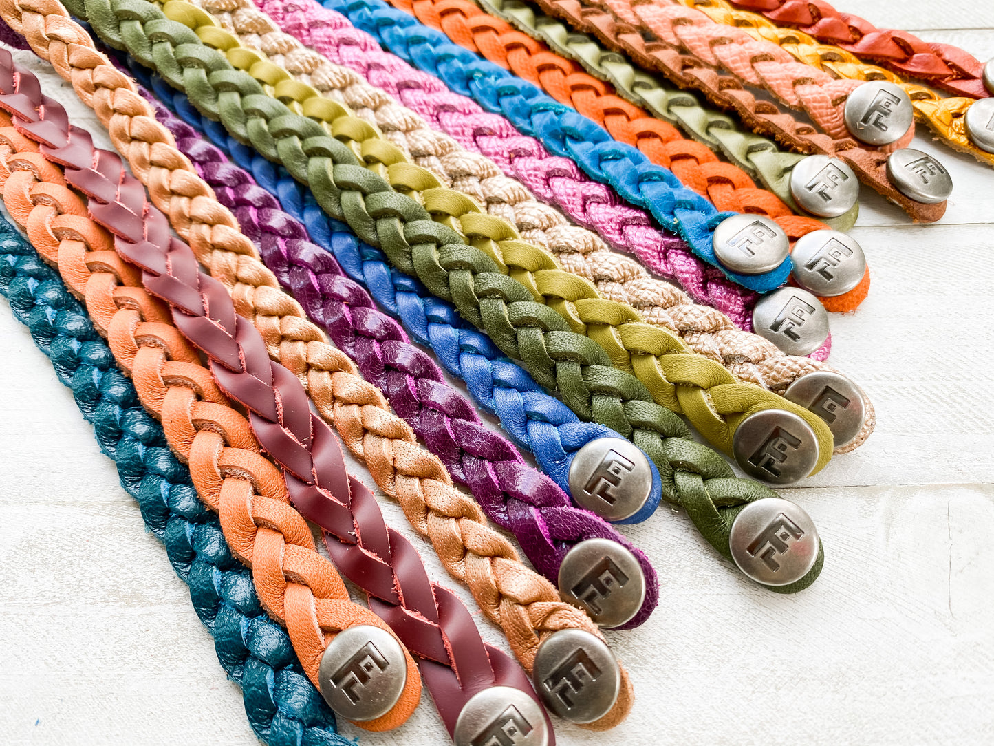 Braided Leather Bracelet / Pink Sapphire Shimmer
