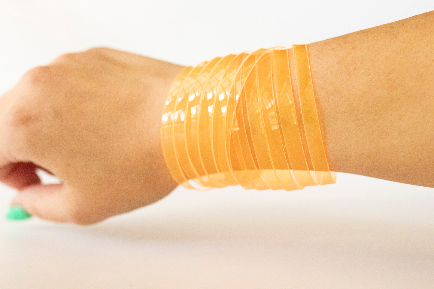 Leather Bracelet / Original Sliced Wrap Cuff / Orange Marmalade