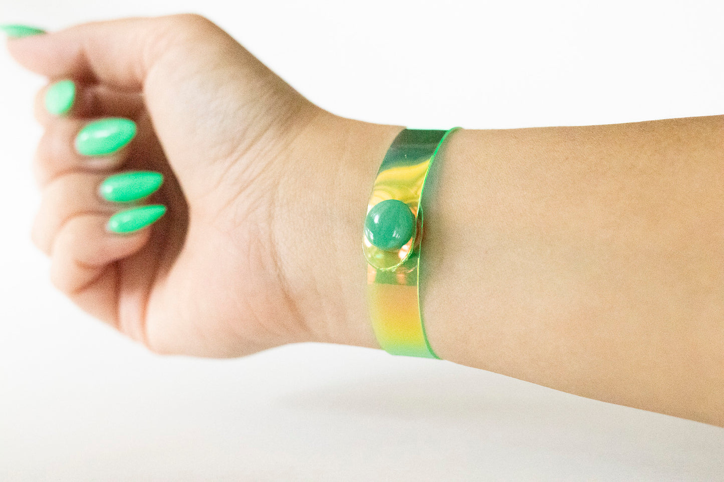 Leather Bracelet / Skinny Slim Cuff / Limon Jelly