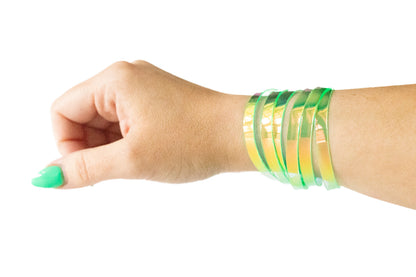 Leather Bracelet / Skinny Sliced Wrap Cuff / Limon Jelly