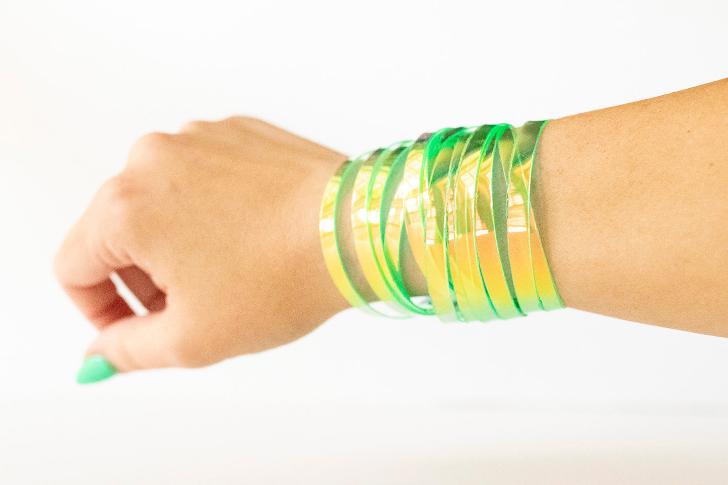 Leather Bracelet / Original Sliced Wrap Cuff / Limon Jelly