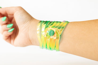 Leather Bracelet / Original Sliced Wrap Cuff / Limon Jelly