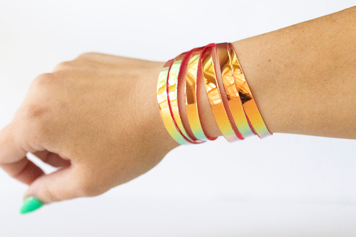 Leather Bracelet / Skinny Sliced Wrap Cuff / Hot Pepper Jelly