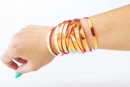 Leather Bracelet / Original Sliced Wrap Cuff / Hot Pepper Jelly