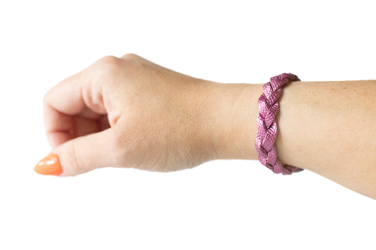 Braided Leather Bracelet / French Rose Shimmer