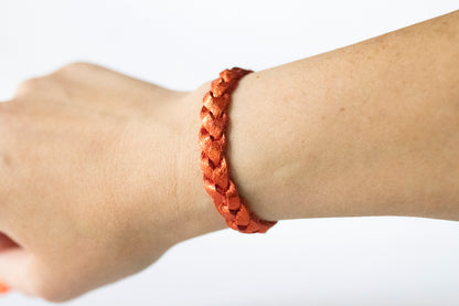 Braided Leather Bracelet / Soft Mango