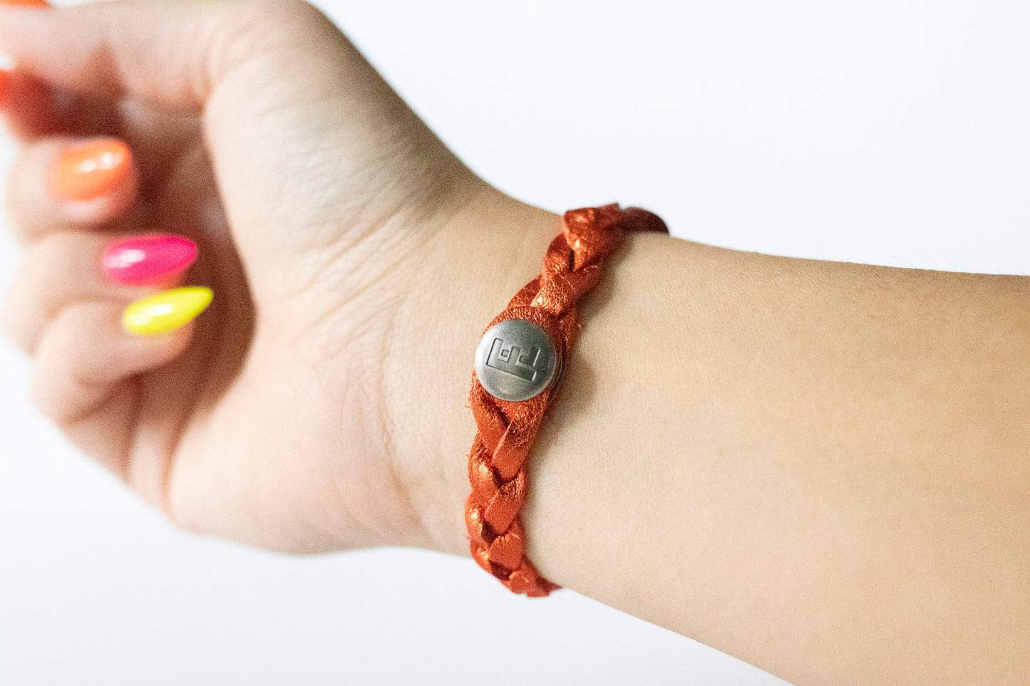 Braided Leather Bracelet / Soft Mango