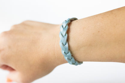 Braided Leather Bracelet / Frozen Berry