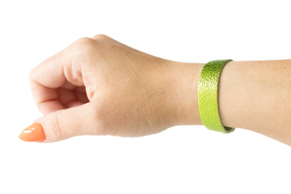 Leather Bracelet / Skinny Slim Cuff / Soft Lime