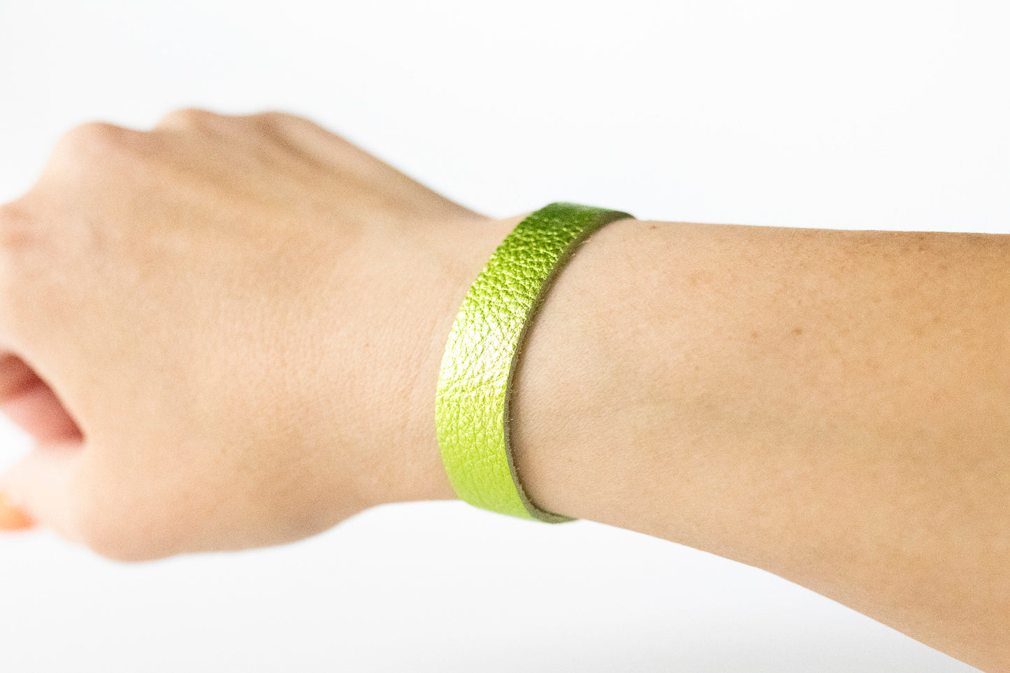 Leather Bracelet / Skinny Slim Cuff / Soft Lime