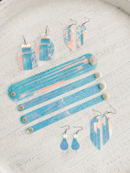 Leather Earrings / Fringe / Crystal Jelly