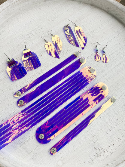 Leather Earrings / Fringe / Ube Jelly