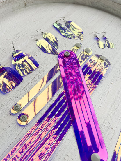 Leather Earrings / Mini Fringe / Ube Jelly