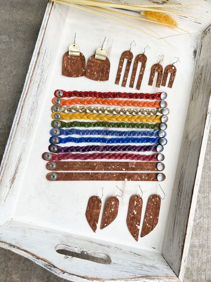 Leather Earrings / Sunrays / Gingerbread Cork