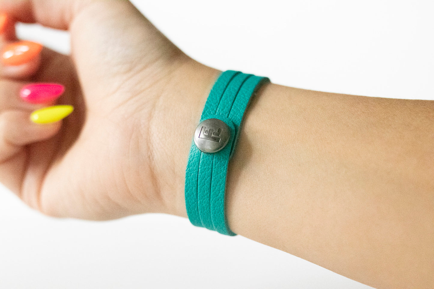 Leather Bracelet / Ultra Skinny Sliced Cuff / Tropical Waters