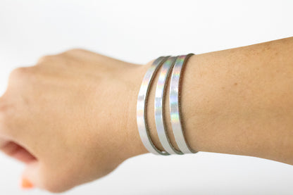 Leather Bracelet / Ultra Skinny Sliced Cuff / Rainbowy